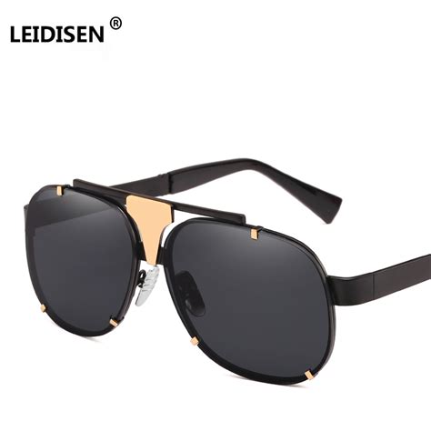 Leidisen 2018 Fashion Sunglasses Vintage Metal Glasses Luxury Brand Designer Men Mirror Sun