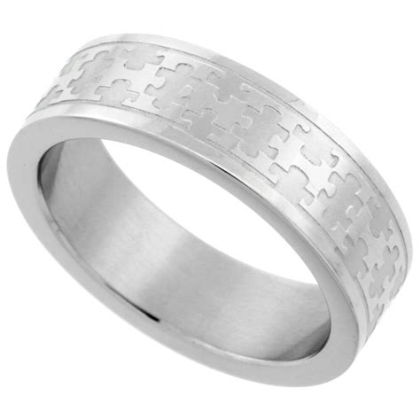 There are theories that the egyptians were the first to create the puzzle ring, while others believe that the rings were created in china two thousand years ago. 6mm Stainless Steel Autism Awareness Jigsaw Puzzle Wedding ...