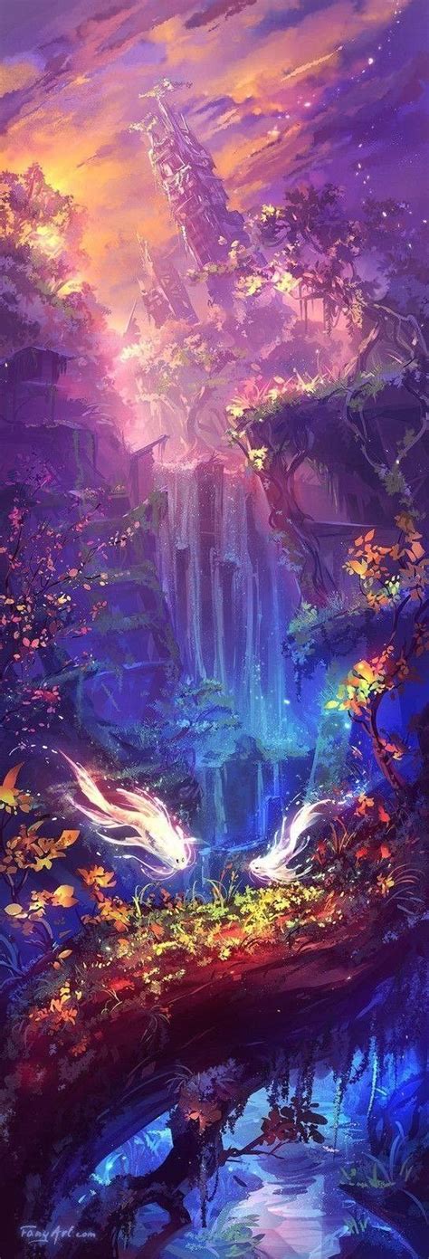 Rainbow Fantasy Waterfall Fantasy Artwork Fantasy Concept Art