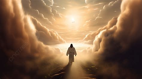 Fundo Jesus Caminhando Para As Nuvens Fundo O Céu é Uma Imagem Real De