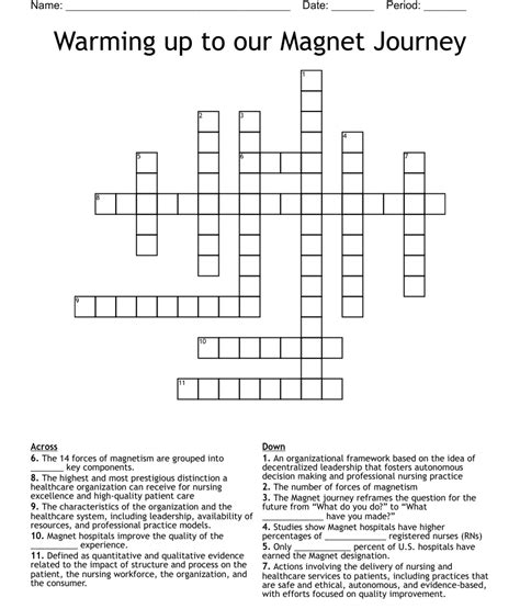 Warming Up To Our Magnet Journey Crossword Wordmint