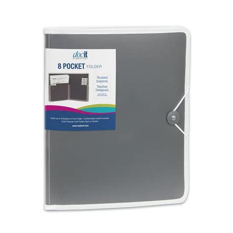 Docit 8 Pocket Folder Grey Multi Pocket Folder 00908 Gy Walmart