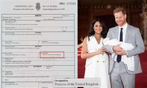 Archie S Birth Certificate Reveals Meghan Gave Birth At The Portland Princess Eugenie And