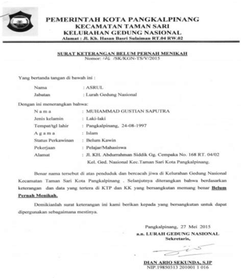 Surat Keterangan Belum Menikah – SerbaBisnis