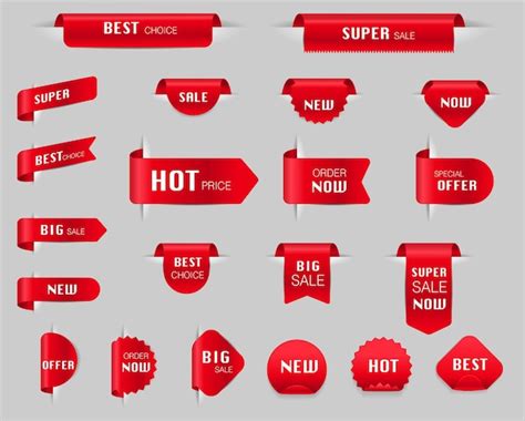 Premium Vector Vector Set Of Red Labels And Tags Ribbons Stickers