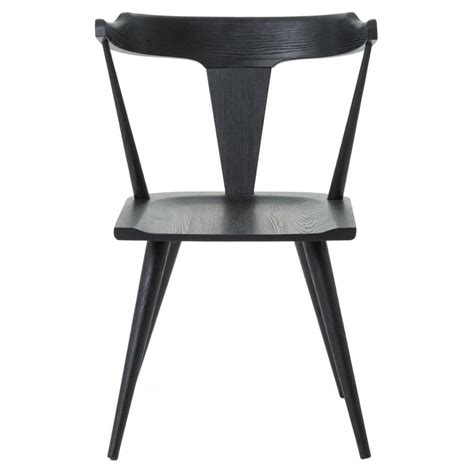 Tenly Mid Century Modern Black Oak Barrel Back Dining Chair
