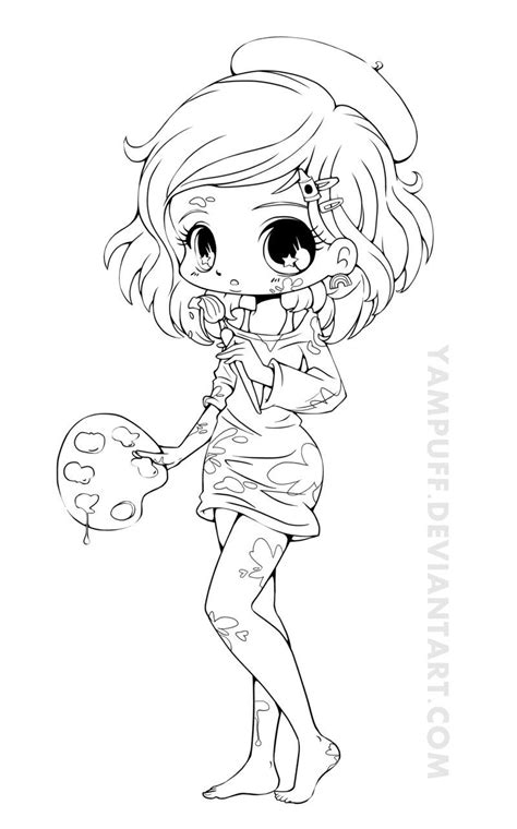 Artist Chibi Lineart By Yampuff On Deviantart Chibis For Coloring