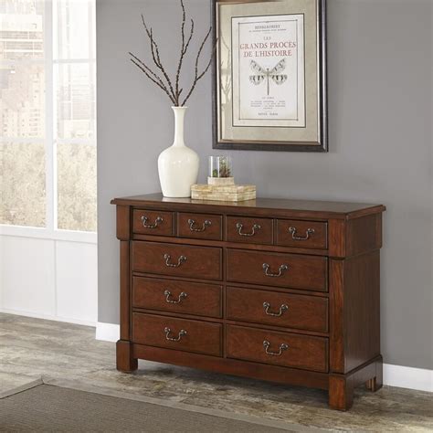 Home Styles Aspen Rustic Cherry Drawer Double Dresser At Lowes Com
