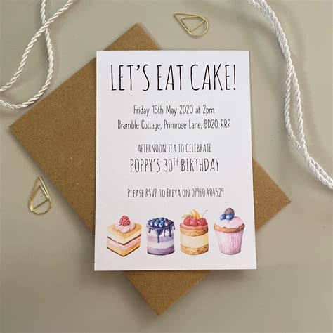 Afternoon Tea Party Invitations Tea And Cake Birthday Invites Etsy Uk