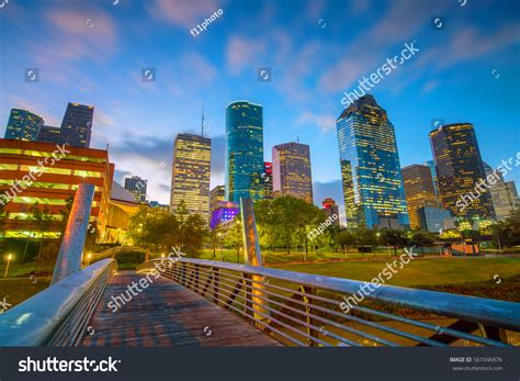 Downtown Houston Skyline Texas Usa Twilight Stock Photo 561046876
