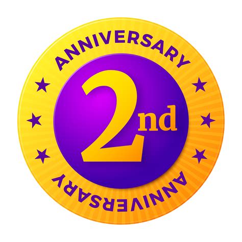 Second Anniversary Badge Gold Celebration Label 265844 Vector Art At