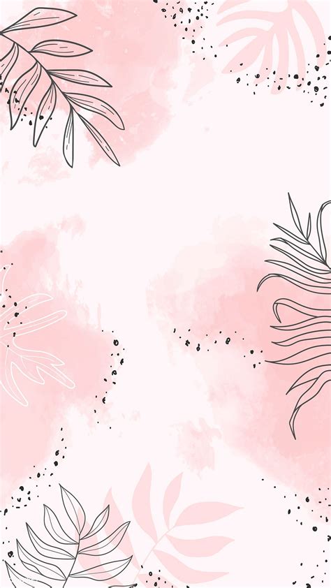 Pink Leafy Watercolor Mobile Phone Wallpaper Vector Premium Image By