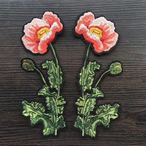1pair Flowers Fashion Brand Applique Embroidery Patches Iron On