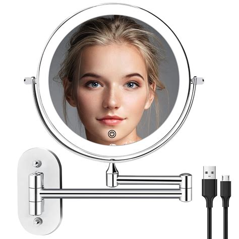 buy wall ed lighted makeup vanity mirror 20cm 1x 10x magnifying mirror with 3 colour lights