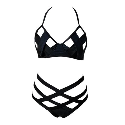 Sexy Monokini Bikini Women Swimsuit Swimwear Bikini Set 2018 Wrap Bottom Black Bathing Suit