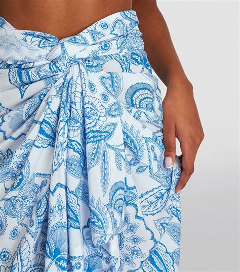 Melissa Odabash Blue Ceramic Print Pareo Skirt Harrods Uk