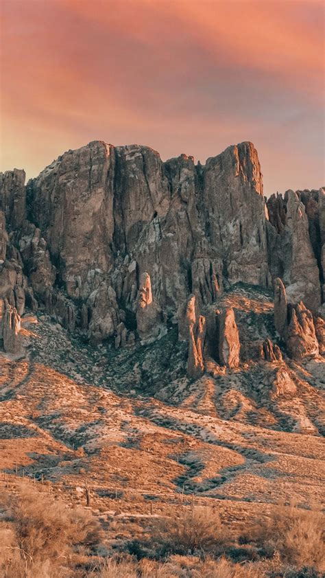 Arizona Superstition Mountains During Sunset 4k 5k Hd Mountain