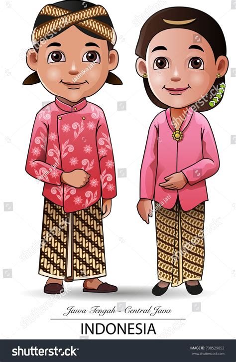 Vector Illustration Javanese Traditional Clothing Kartun Ilustrasi
