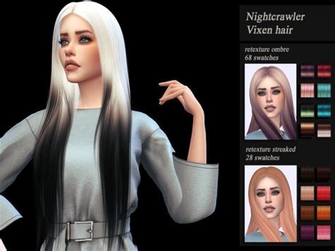The Sims Resource Nightcrawler`s Vixen Hair Retextured Sims 4 Hairs