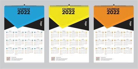 Single Wall Calendar 2022 Template Design With Vector Planner Diary