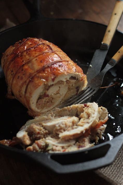 sausage cranberry cornbread stuffing turkey roulade thanksgiving recipes holiday recipes