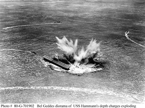 A Massive Bomb Burst Rocks The Uss Yorktown At The Battle Of Midway