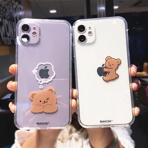 Casing Ponsel Bening Kartun Beruang Lucu Untuk Iphone 13 Pro Max 12