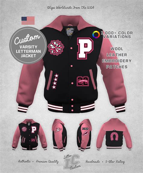 Custom Varsity Letter Drill Team Cheer Jacket Pink Genuine Etsy Cheer Jackets Custom