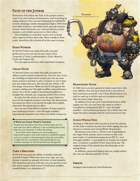 [oc] Barbarian Subclass Based Off Roadhog From Overwatch Path Of The Junker 2 0