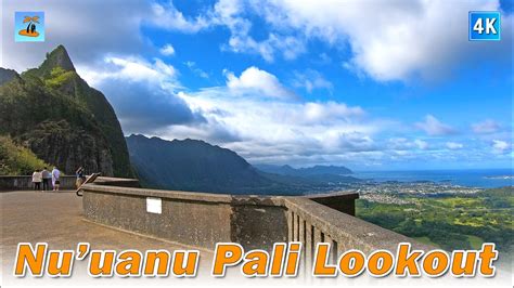 Nuuanu Pali Lookout A Place Famous For Very Strong Winds Hawaii 4K