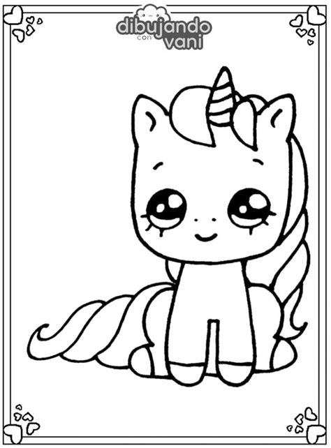 Dibujo de un unicornio cute para imprimir y colorear - Dibujando con Vani