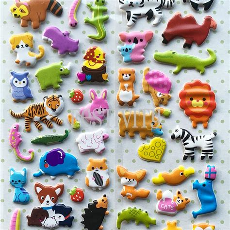 Cute Animals Puffy Sticker Sheet Festivity