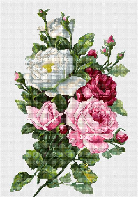 Ramo De Rosas Cross Stitch Flowers Cross Stitch Art