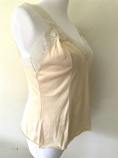 vintage lingerie 1980s komar nylon lace camisole beig… gem