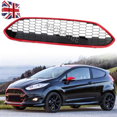 Black Red Honeycomb Front Bumper Centre Grille For Ford Fiesta Zetec S