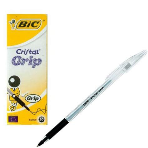Bic Cristal Grip Ballpoint Pen Medium Black Pack Of 20 Bc00405