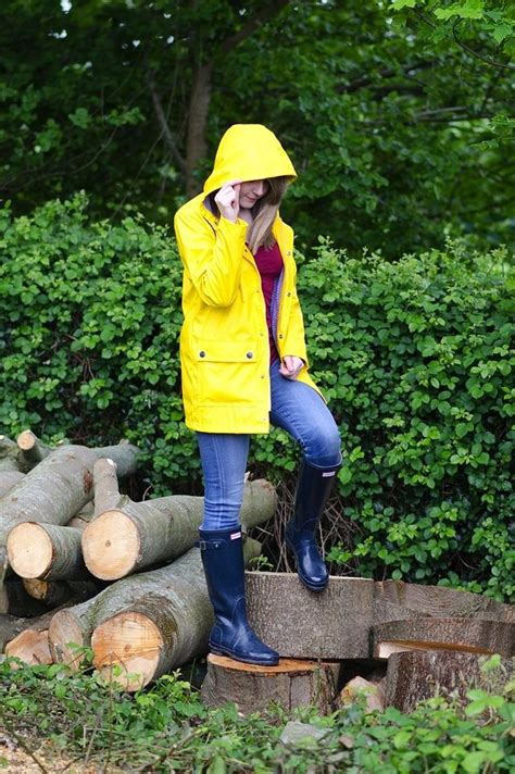 Yellow Pvc Hooded Raincoat Raincoats For Women Rain Jacket Women Raincoat Outfit