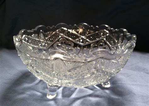 Unmarked Thick Heavy Lead Crystal Footed Bowls Set InstAppraisal