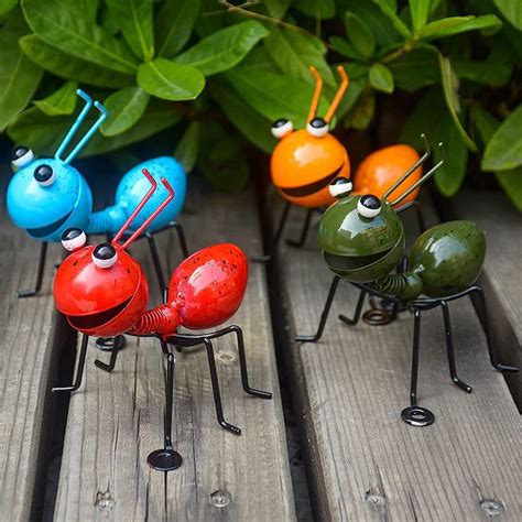 Yurruon Metal Craft Ant Yard Decor 4pcs Ant Metal Sculpture Garden Ant