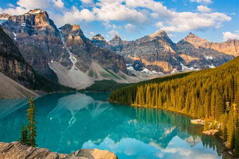 Moraine Sunrise Reflection At Moraine Lake Canada By Dezzouk