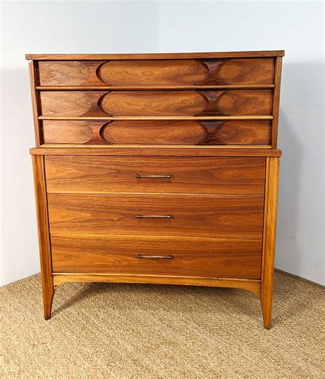 Mid Century Modern Walnut Highboy Dresser Kent Coffey Perspecta