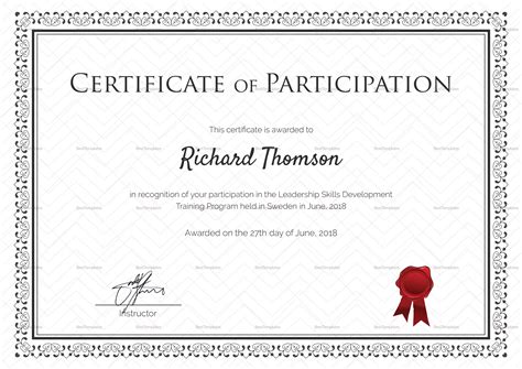 Best Certificate Of Participation Template Doc Launch