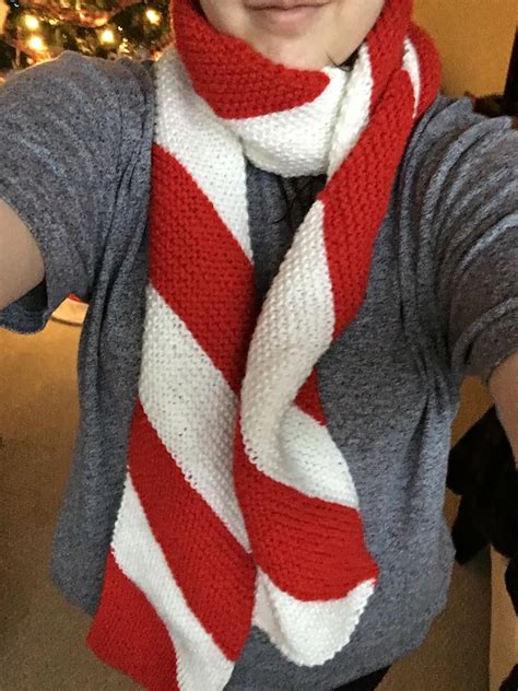 Needles And Wool Finished Knitted Candy Cane Scarf And My Christmas