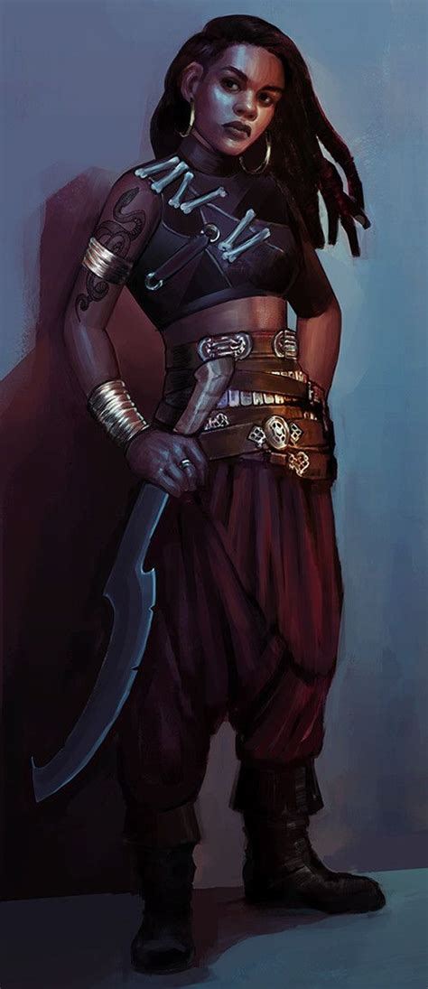 Black Woman Female Fighter Rogue Swashbuckler Pirate Warrior Guard