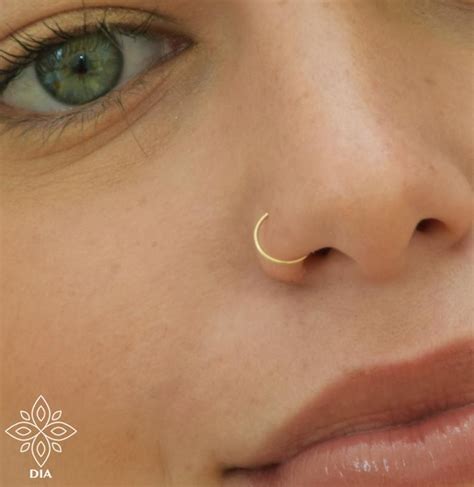 Thin Small Gold Hoop Nose Ring Vlrengbr