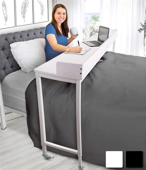 Buy Joy Overbed Table With Wheels For Full Queen Beds Height Adjustable Rolling Bed Desk