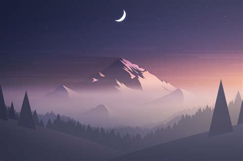 2560x1700 Resolution Mountains Moon Trees Minimal Chromebook Pixel