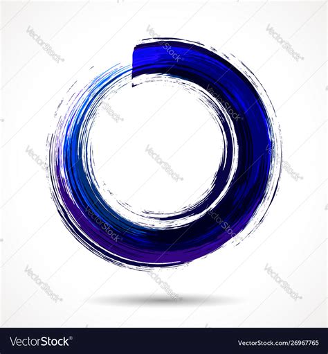 Deep Blue Brush Painted Watercolor Circle Vector Image