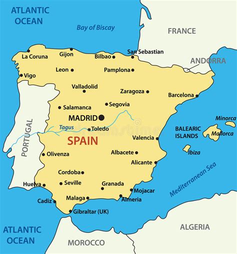 Mapa Da Espanha Ilustração Do Vetor Ilustração De Oceano 31930827