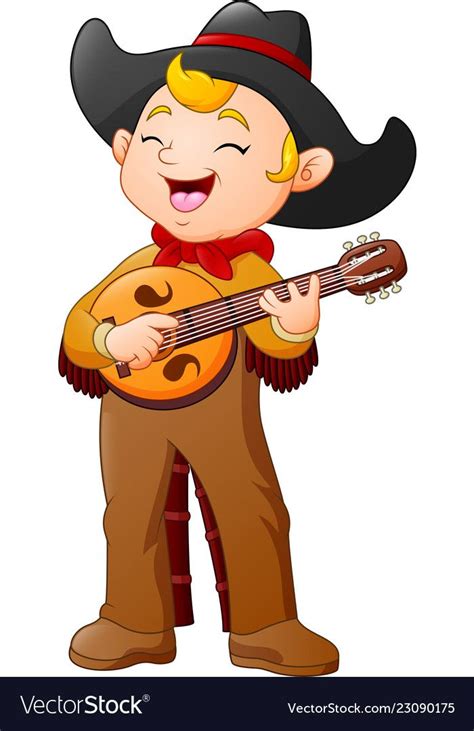 Cartoon Cowboy Playing Guitar Royalty Free Vector Image Free Vector Art